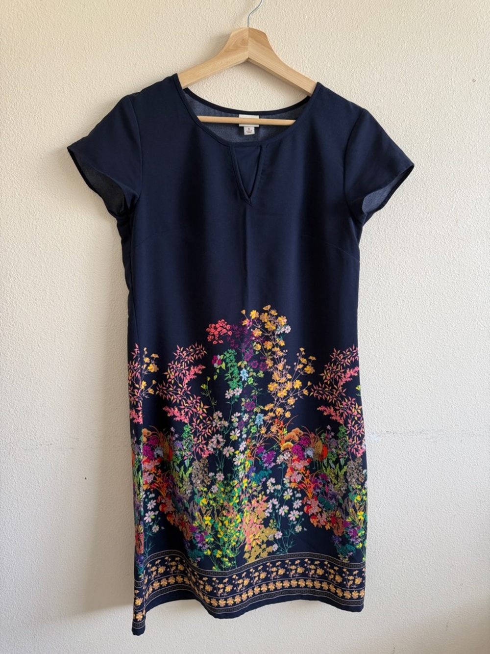 Navy Floral Border Shift Dress - MERONA